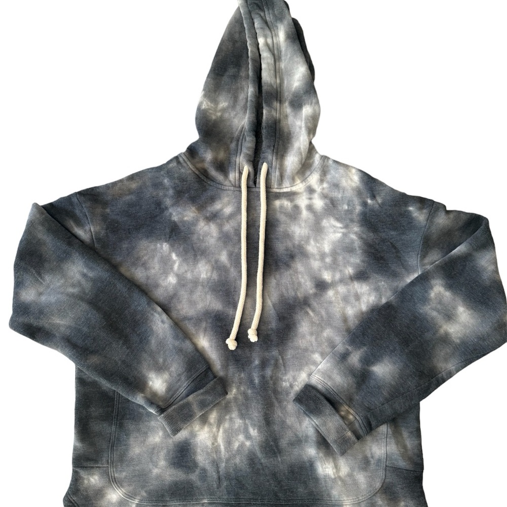Black & Gray Tye Dyed Pullover Hoodie Sweatshirt - Picture 2 of 2